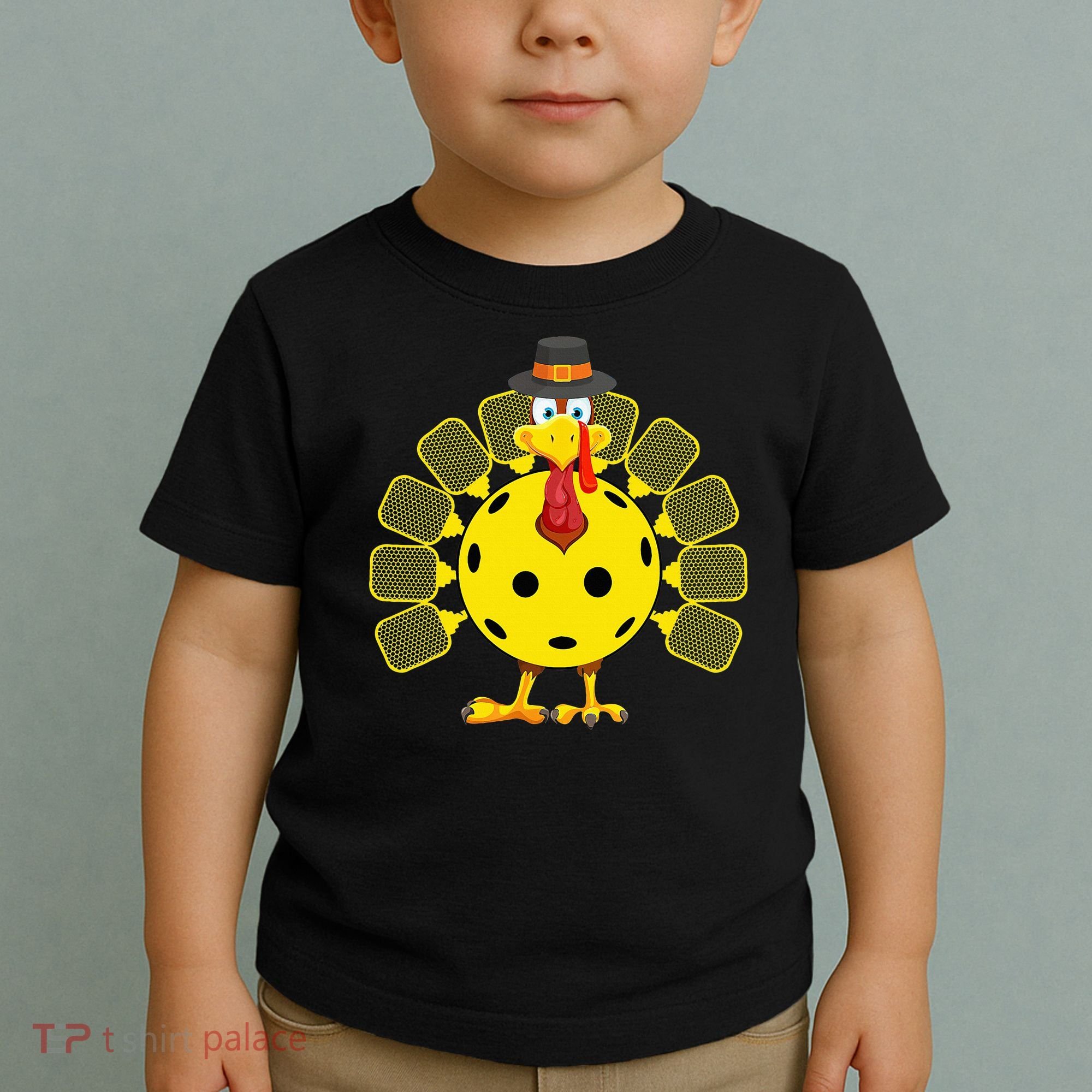 Funny Pickleball Thanksgiving Golf Ball Turkey Lover Toddler T-Shirt