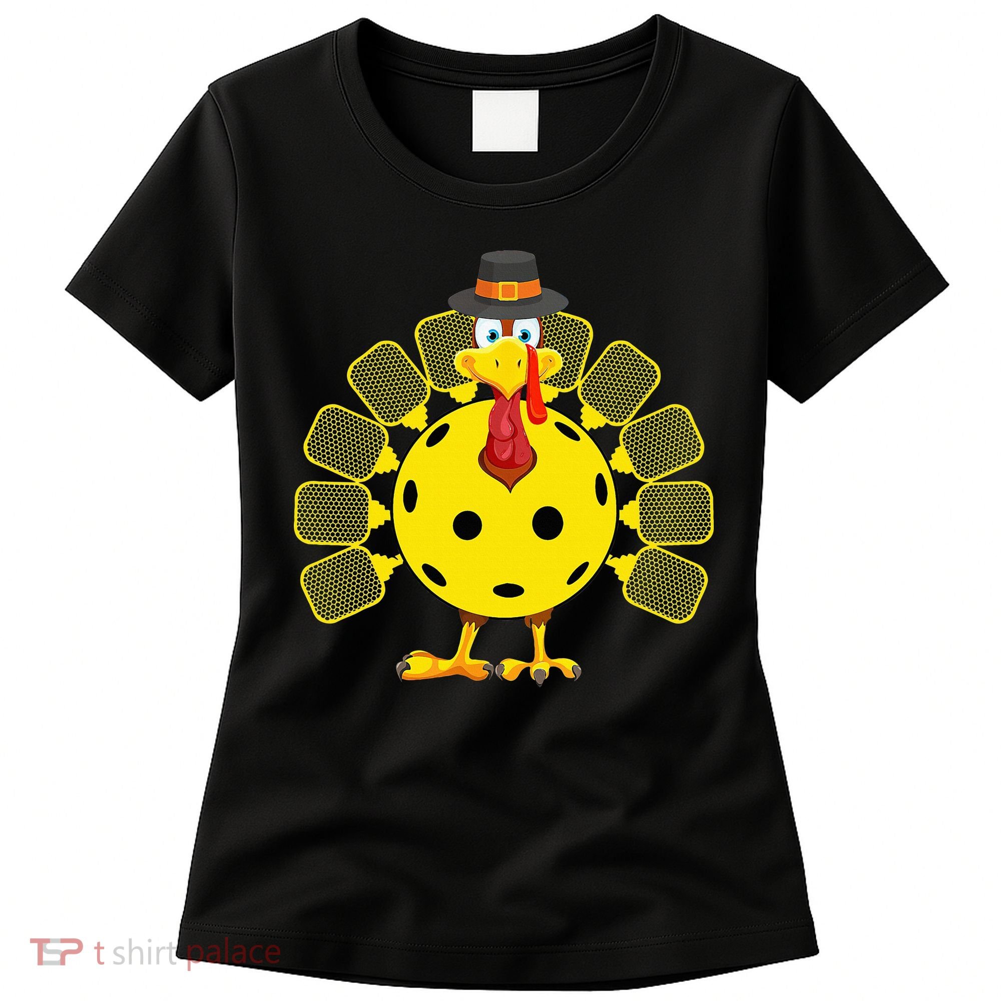 Funny Pickleball Thanksgiving Golf Ball Turkey Lover Women's T-Shirt