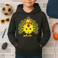 Funny Pickleball Thanksgiving Golf Ball Turkey Lover Kids Hoodie thumb 2