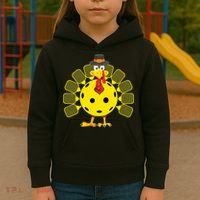 Funny Pickleball Thanksgiving Golf Ball Turkey Lover Kids Hoodie thumb 3
