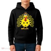 Funny Pickleball Thanksgiving Golf Ball Turkey Lover Kids Hoodie thumb 4