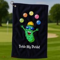 Fun Pickleball, Tickle My Pickle, Juggling Pickleballs Golf Towel thumb 1