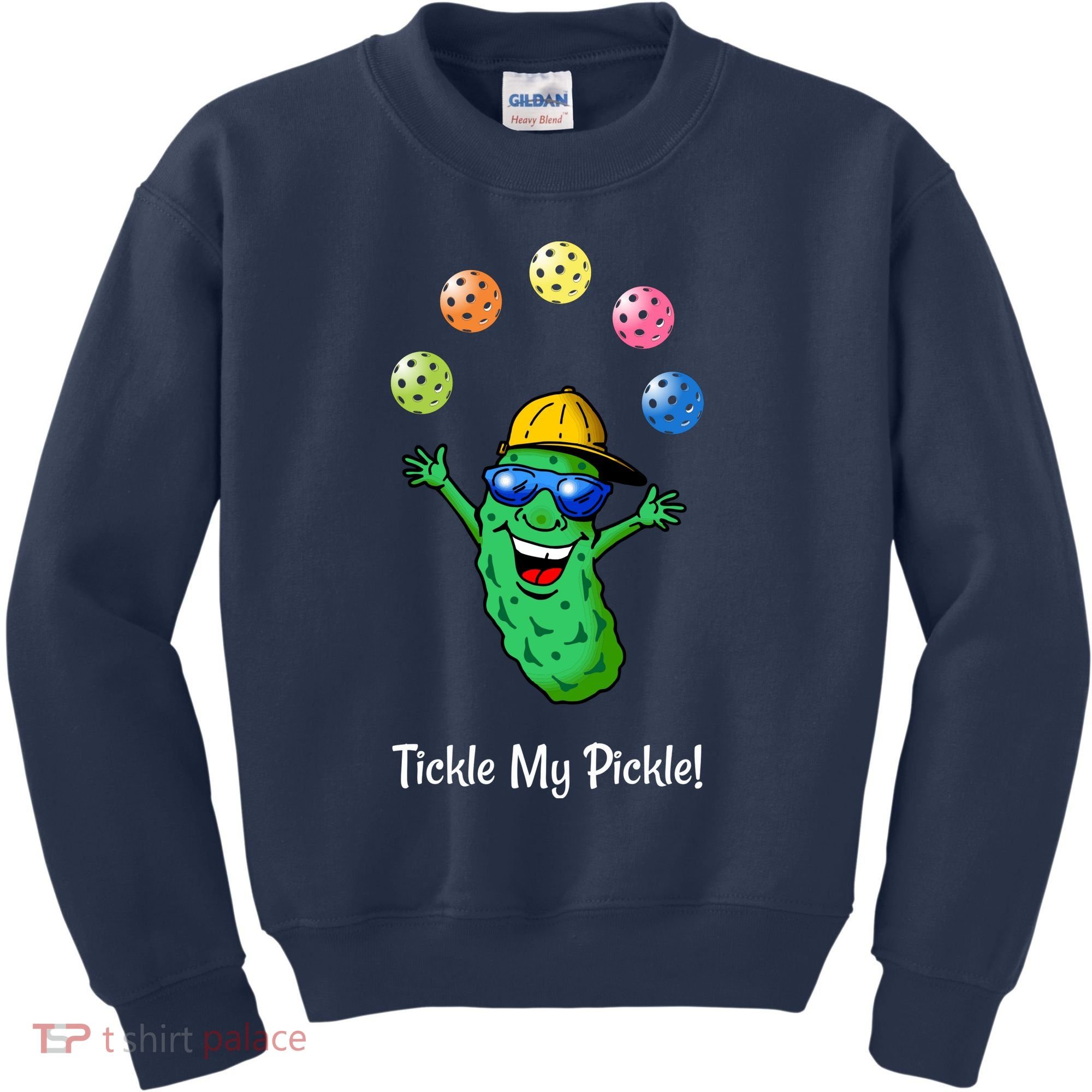 Fun Pickleball, Tickle My Pickle, Juggling Pickleballs Kids Sweatshirt