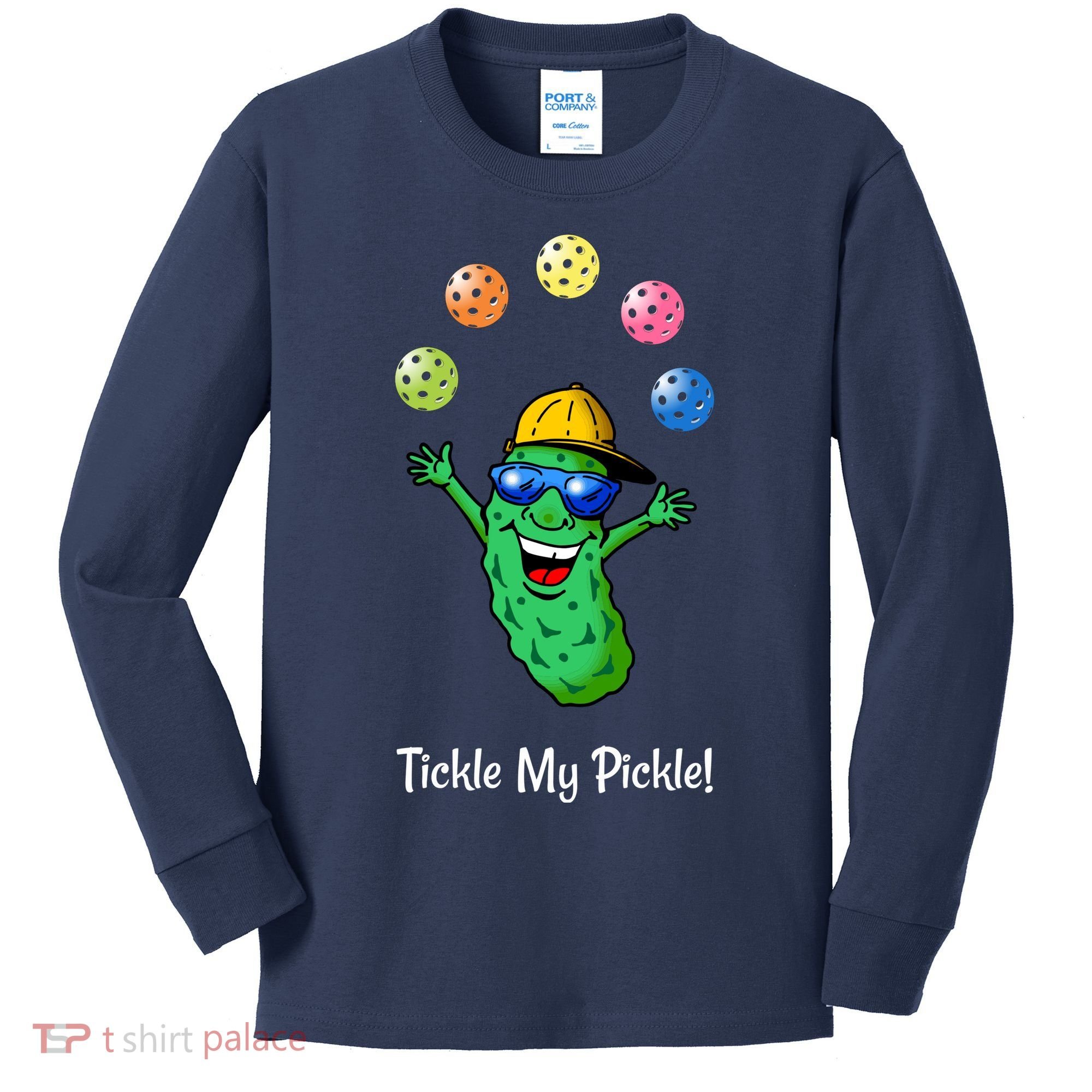 Fun Pickleball, Tickle My Pickle, Juggling Pickleballs Kids Long Sleeve Shirt