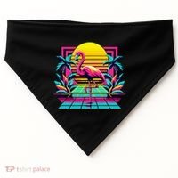 Flamingo Palm Trees Tropical Summer USA-Made Doggie Bandana thumb 0