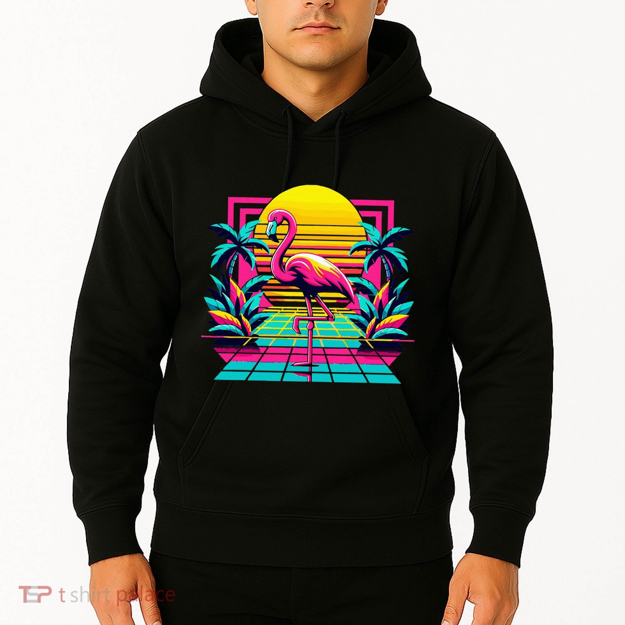 Flamingo Palm Trees Tropical Summer Hoodie
