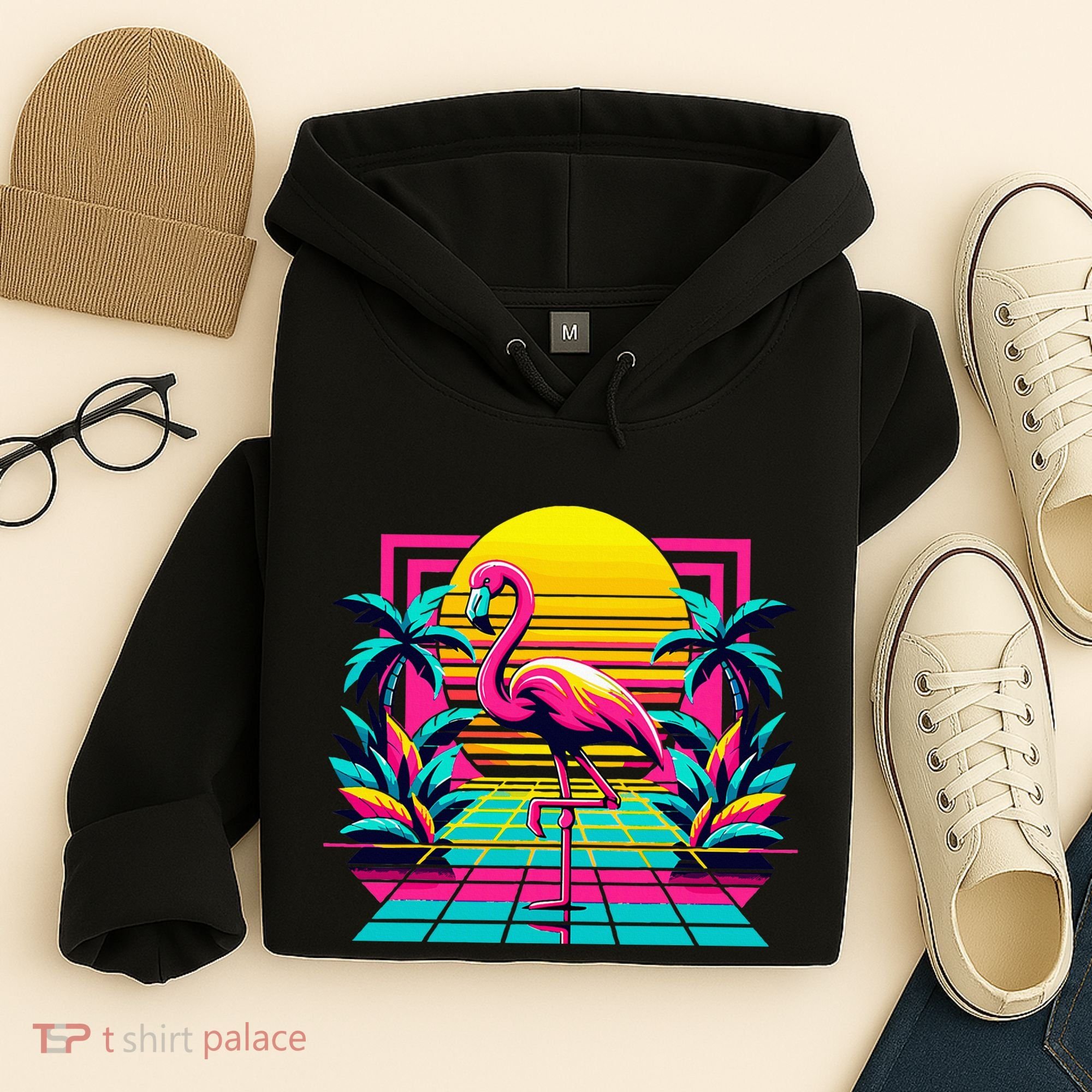 Flamingo Palm Trees Tropical Summer Hoodie
