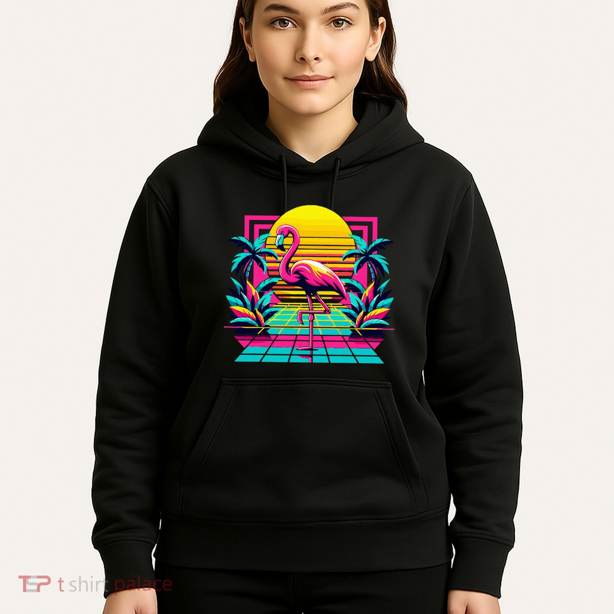 Flamingo Palm Trees Tropical Summer Hoodie