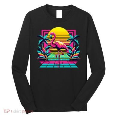Flamingo Palm Trees Tropical Summer Long Sleeve Shirt