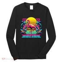 Flamingo Palm Trees Tropical Summer Long Sleeve Shirt thumb 0