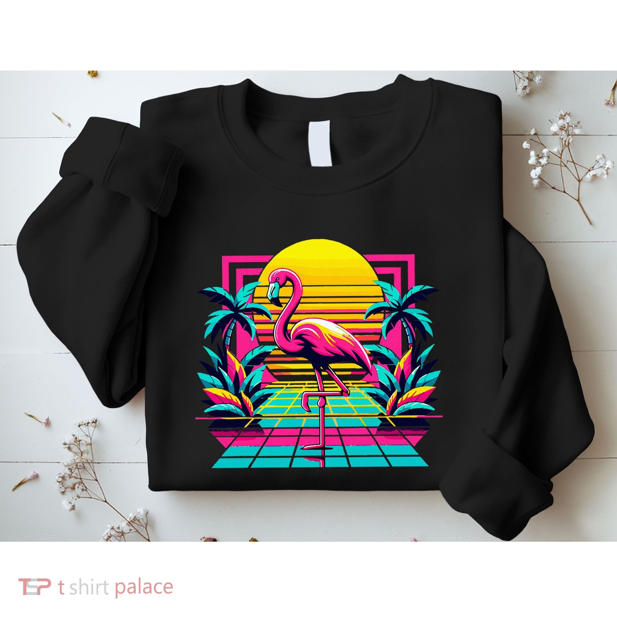 Flamingo Palm Trees Tropical Summer Sweatshirt