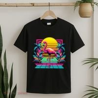 Flamingo Palm Trees Tropical Summer T-Shirt thumb 2