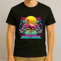 Flamingo Palm Trees Tropical Summer T-Shirt thumb 3