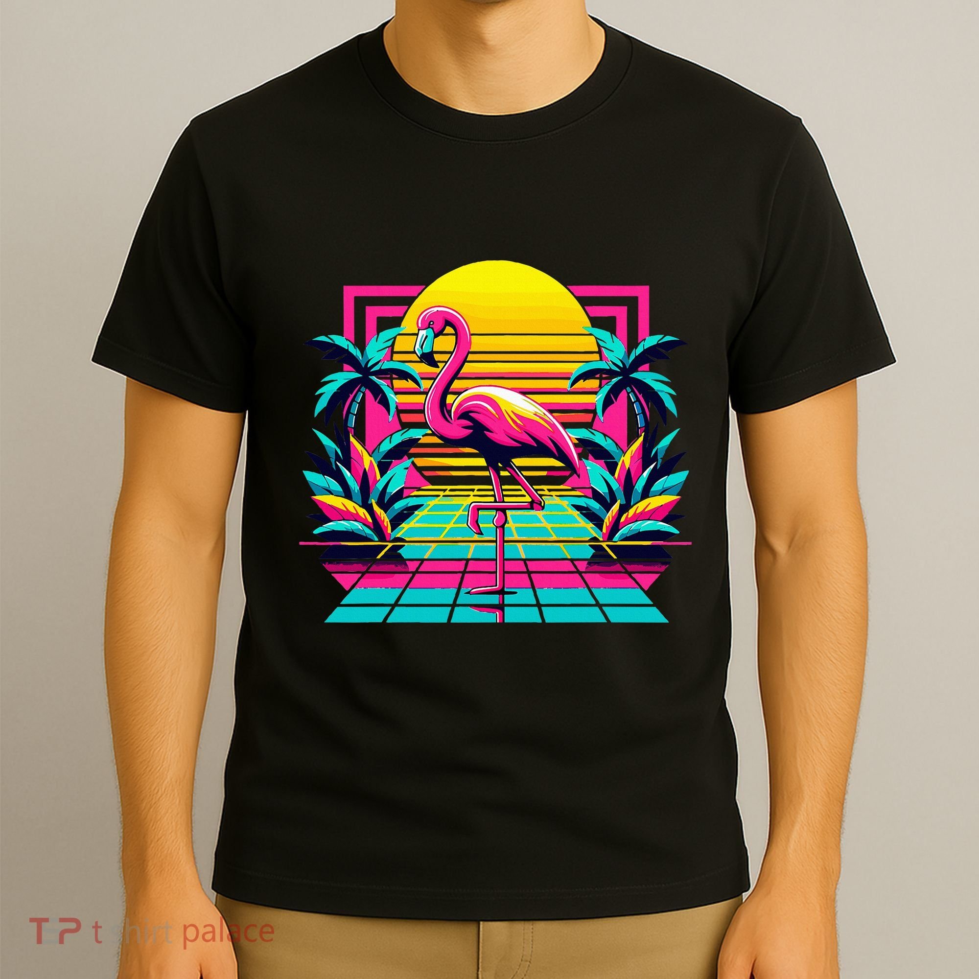 Flamingo Palm Trees Tropical Summer T-Shirt