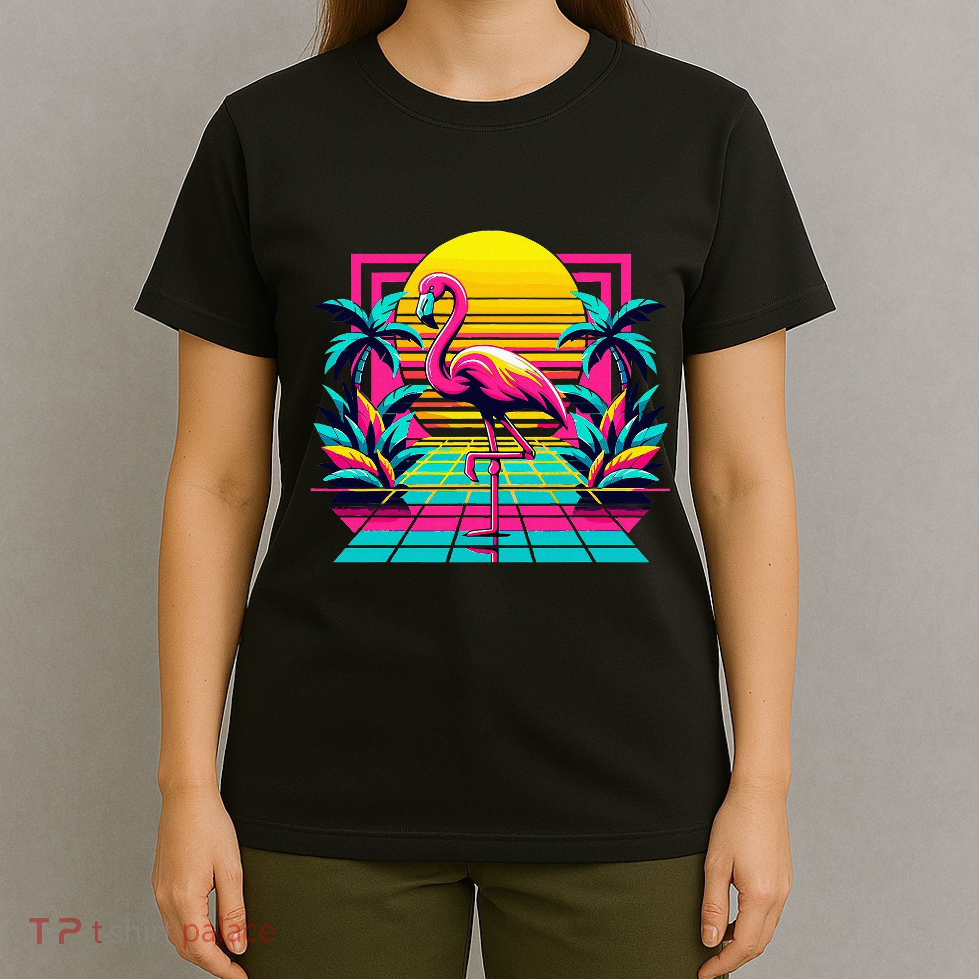 Flamingo Palm Trees Tropical Summer T-Shirt