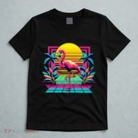 Flamingo Palm Trees Tropical Summer T-Shirt thumb 5
