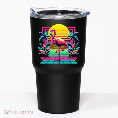 Flamingo Palm Trees Tropical Summer Tumbler