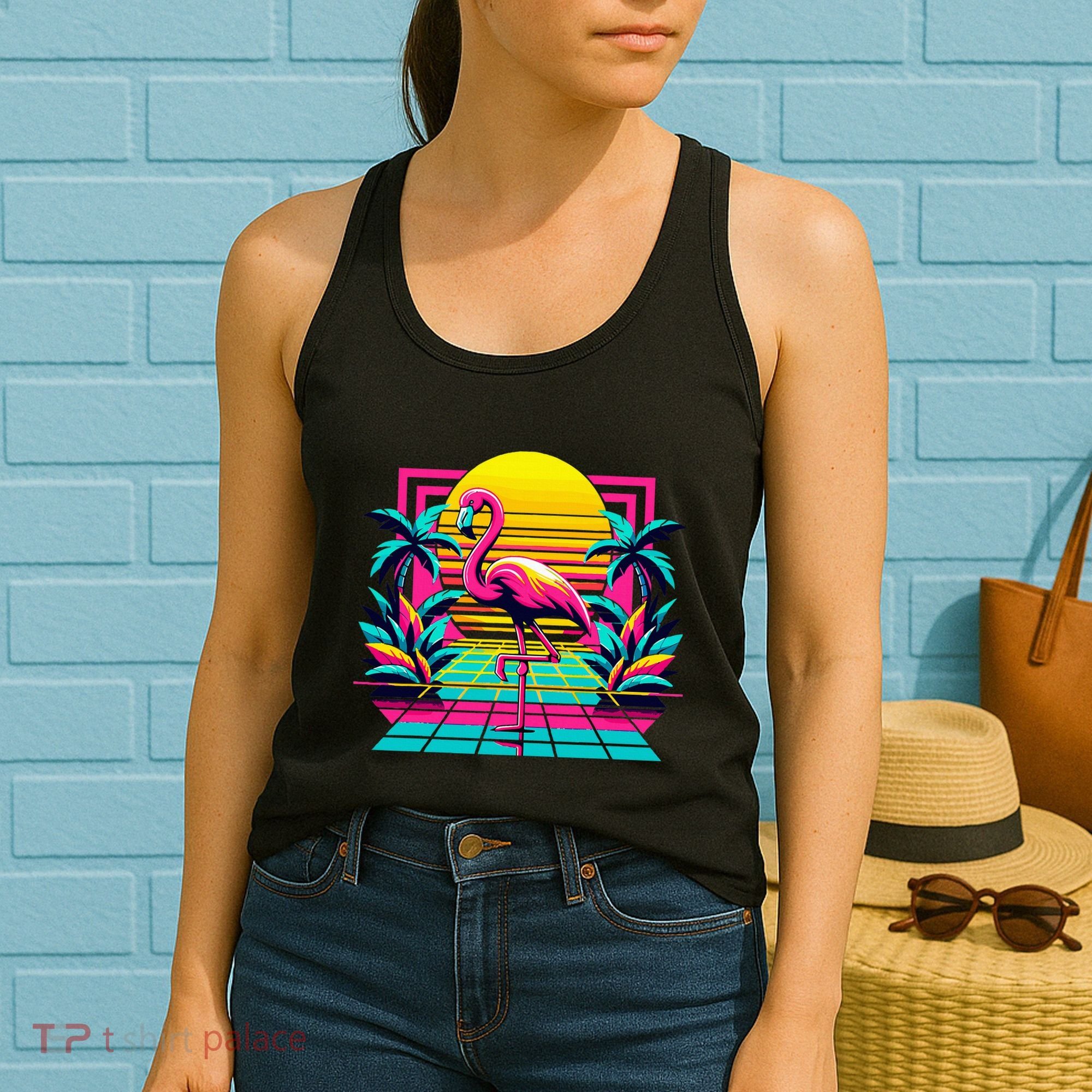 Flamingo Palm Trees Tropical Summer Women's Tank Top