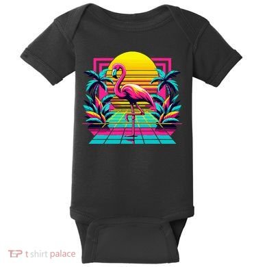 Flamingo Palm Trees Tropical Summer Baby Bodysuit