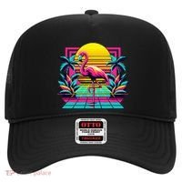 Flamingo Palm Trees Tropical Summer Hat thumb 0
