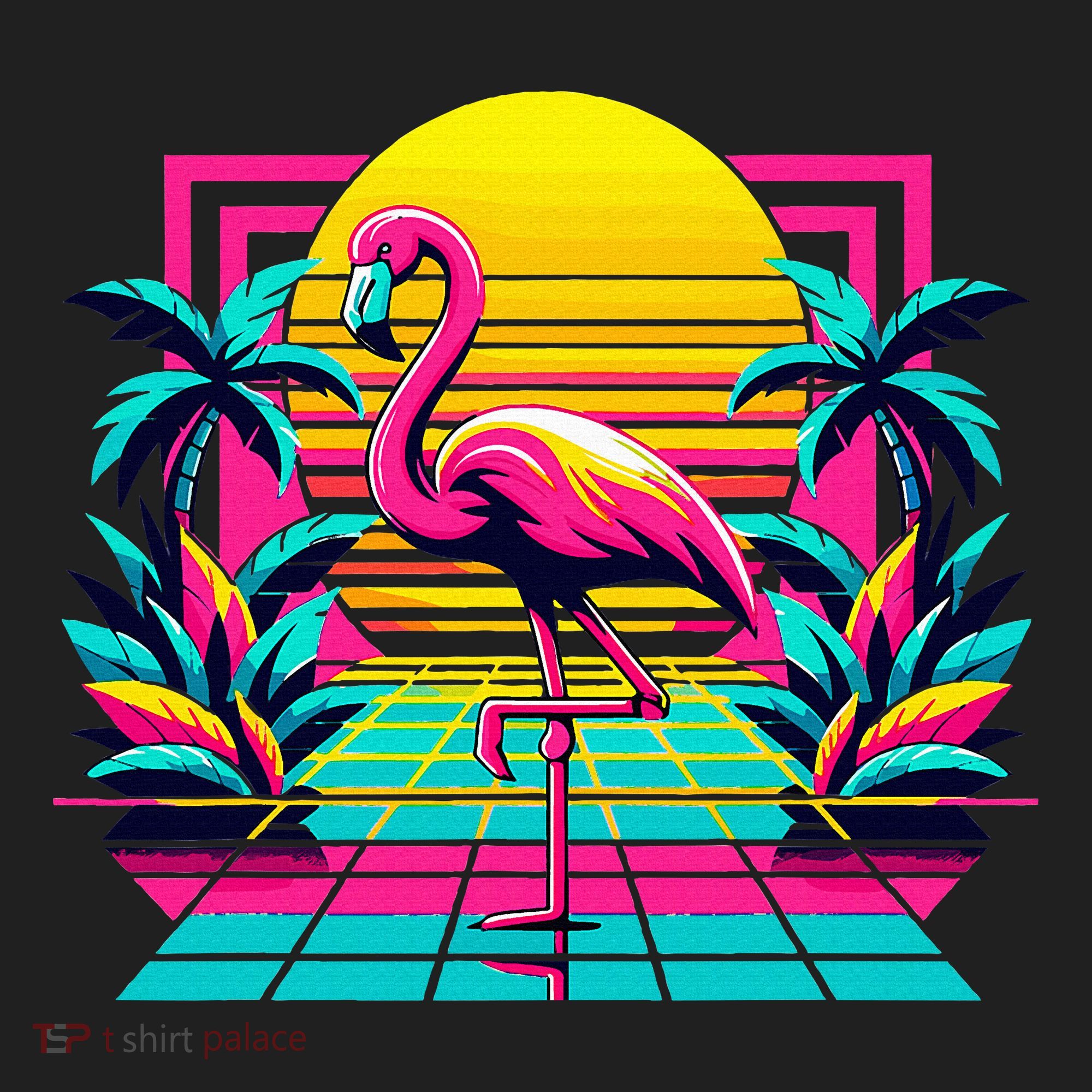 Flamingo Palm Trees Tropical Summer Hat