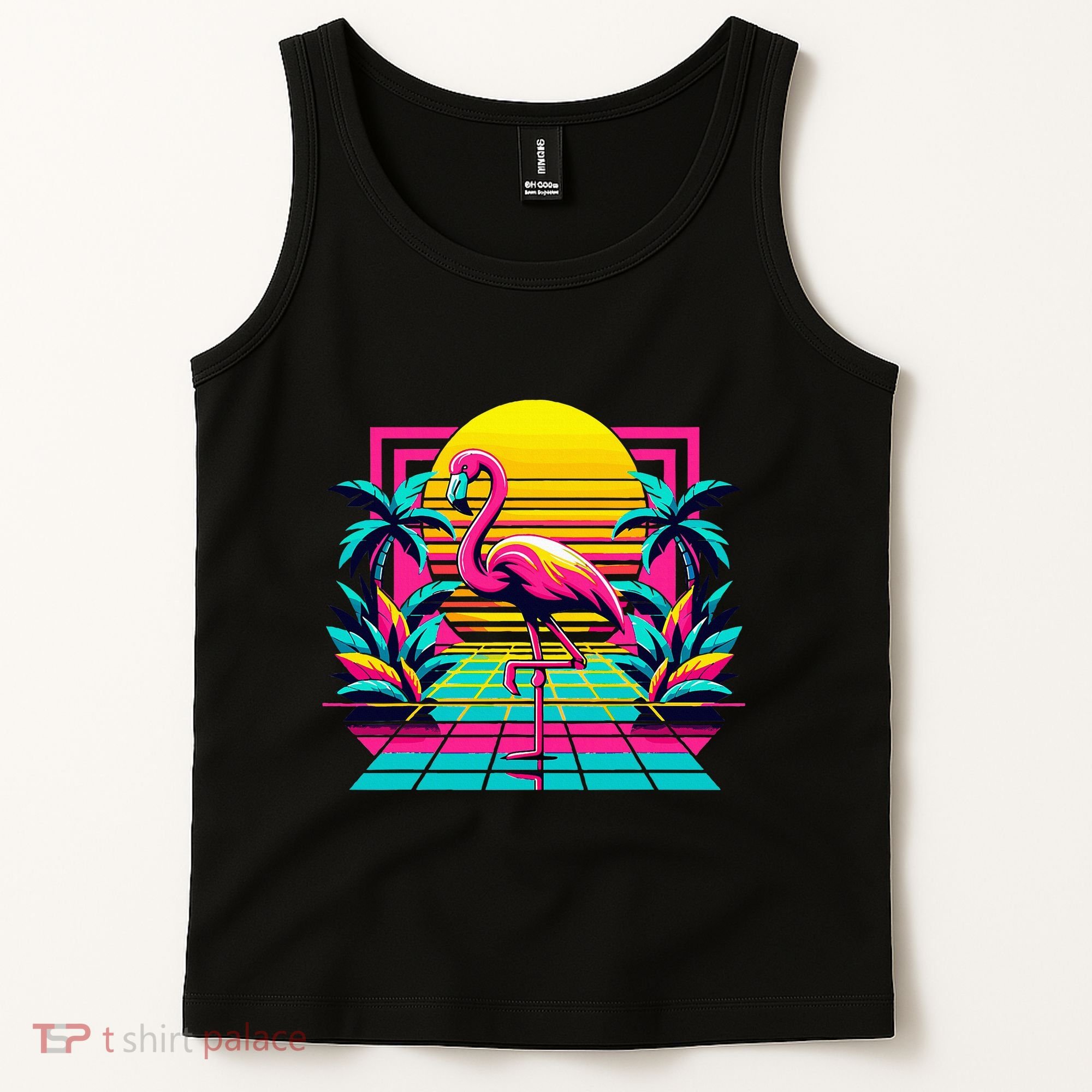 Flamingo Palm Trees Tropical Summer Tank Top