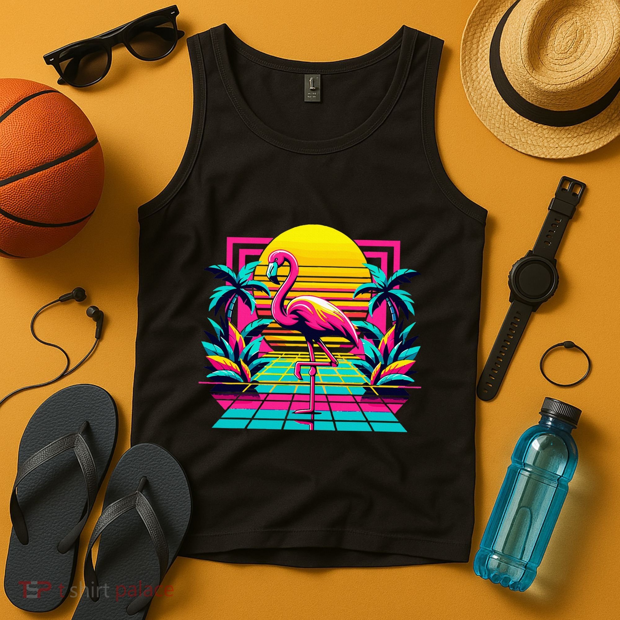 Flamingo Palm Trees Tropical Summer Tank Top