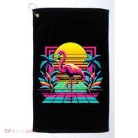 Flamingo Palm Trees Tropical Summer Golf Towel thumb 0
