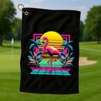 Flamingo Palm Trees Tropical Summer Golf Towel thumb 1