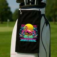 Flamingo Palm Trees Tropical Summer Golf Towel thumb 2