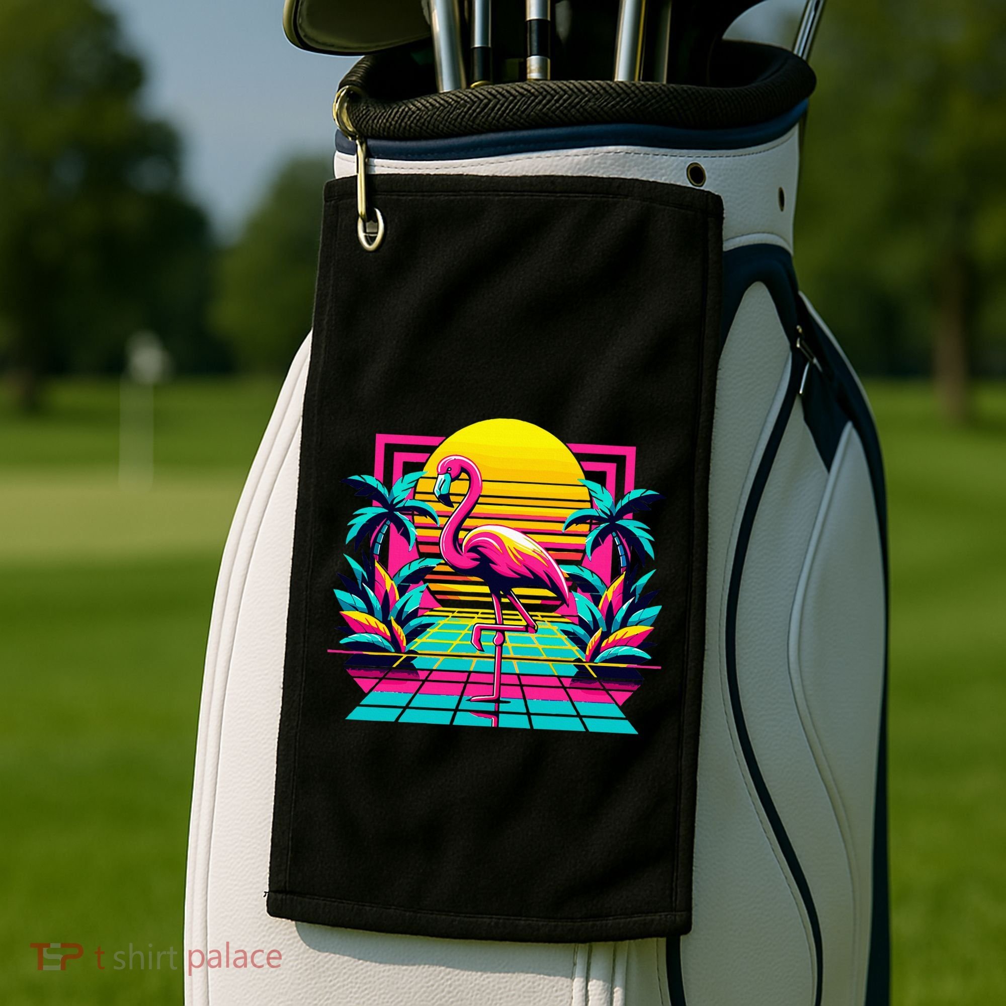 Flamingo Palm Trees Tropical Summer Golf Towel