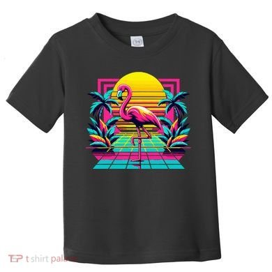 Flamingo Palm Trees Tropical Summer Toddler T-Shirt
