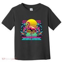 Flamingo Palm Trees Tropical Summer Toddler T-Shirt thumb 0