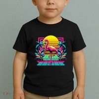 Flamingo Palm Trees Tropical Summer Toddler T-Shirt thumb 2