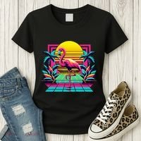 Flamingo Palm Trees Tropical Summer Women's T-Shirt thumb 3