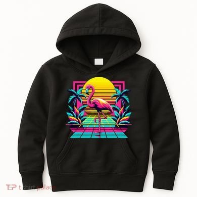 Flamingo Palm Trees Tropical Summer Kids Hoodie