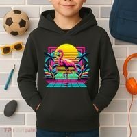 Flamingo Palm Trees Tropical Summer Kids Hoodie thumb 2