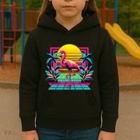 Flamingo Palm Trees Tropical Summer Kids Hoodie thumb 3