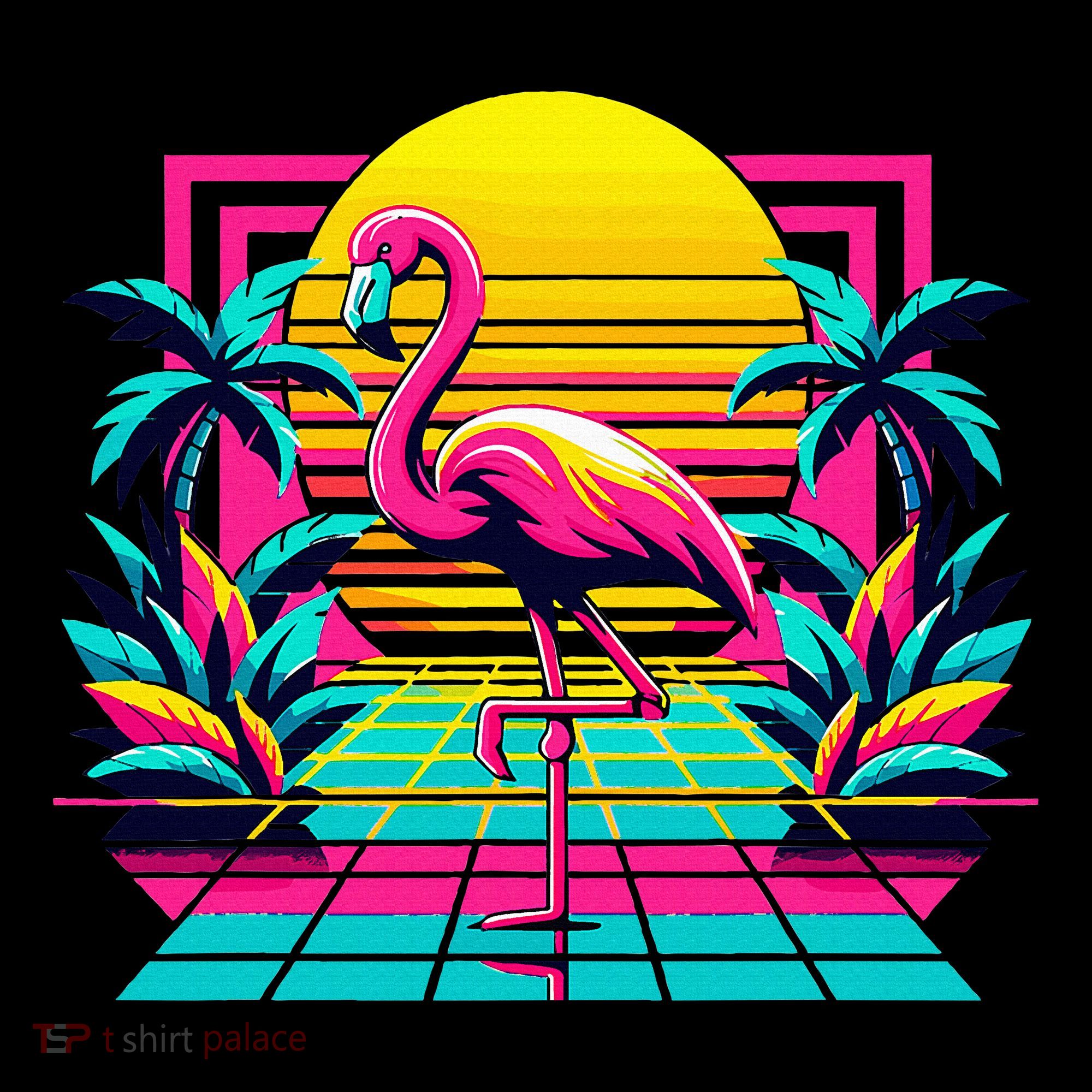 Flamingo Palm Trees Tropical Summer Kids Long Sleeve Shirt