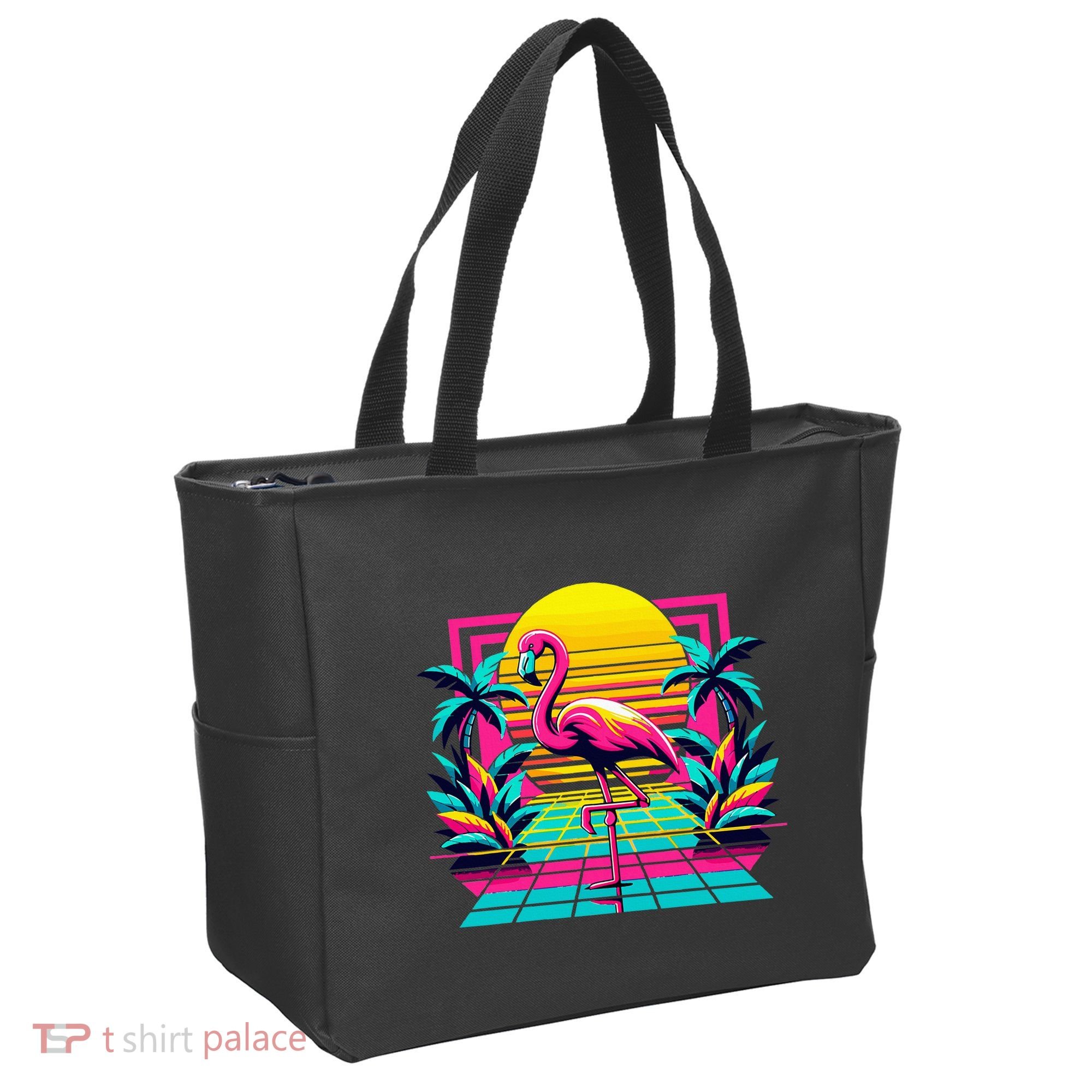 Flamingo Palm Trees Tropical Summer Tote Bag