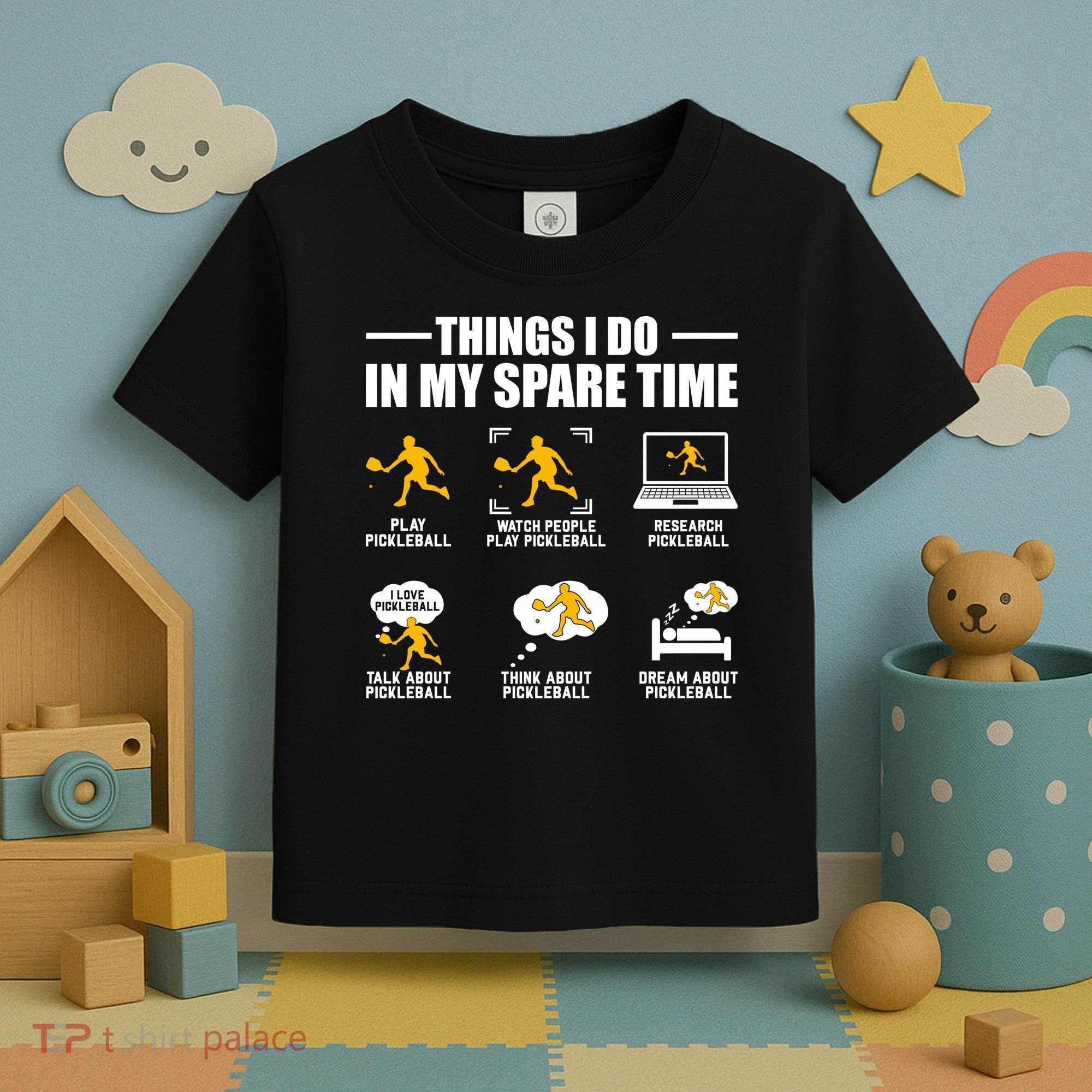 Funny Pickleball Things I Do In My Spare Pickleball Toddler T-Shirt
