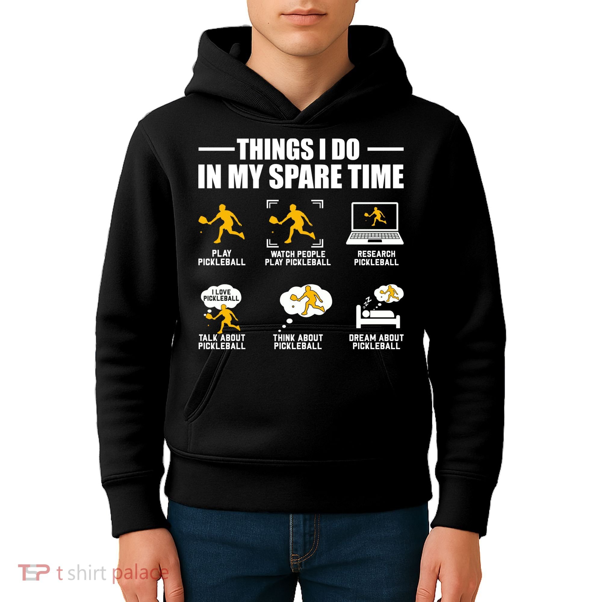 Funny Pickleball Things I Do In My Spare Pickleball Kids Hoodie