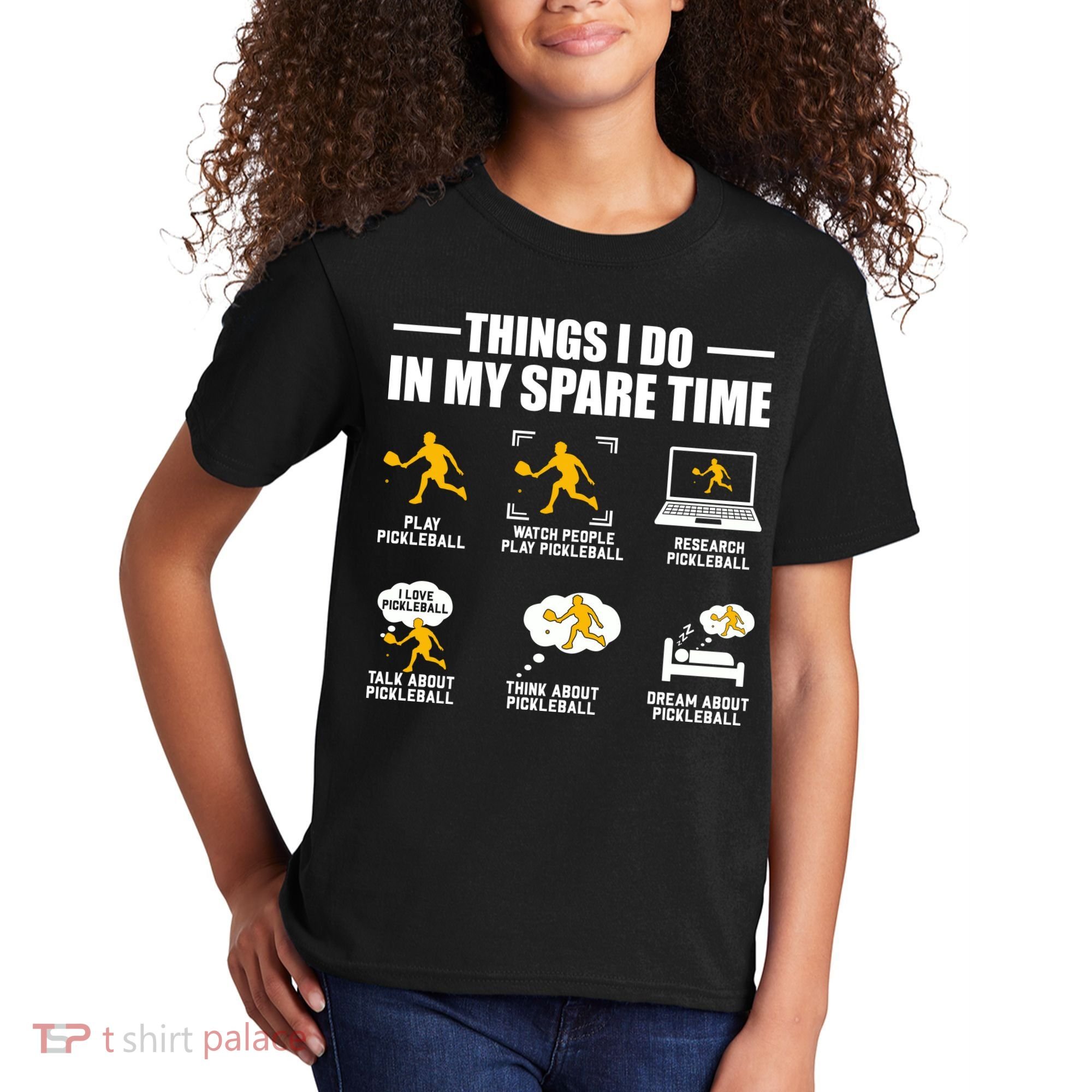 Funny Pickleball Things I Do In My Spare Pickleball Kids T-Shirt