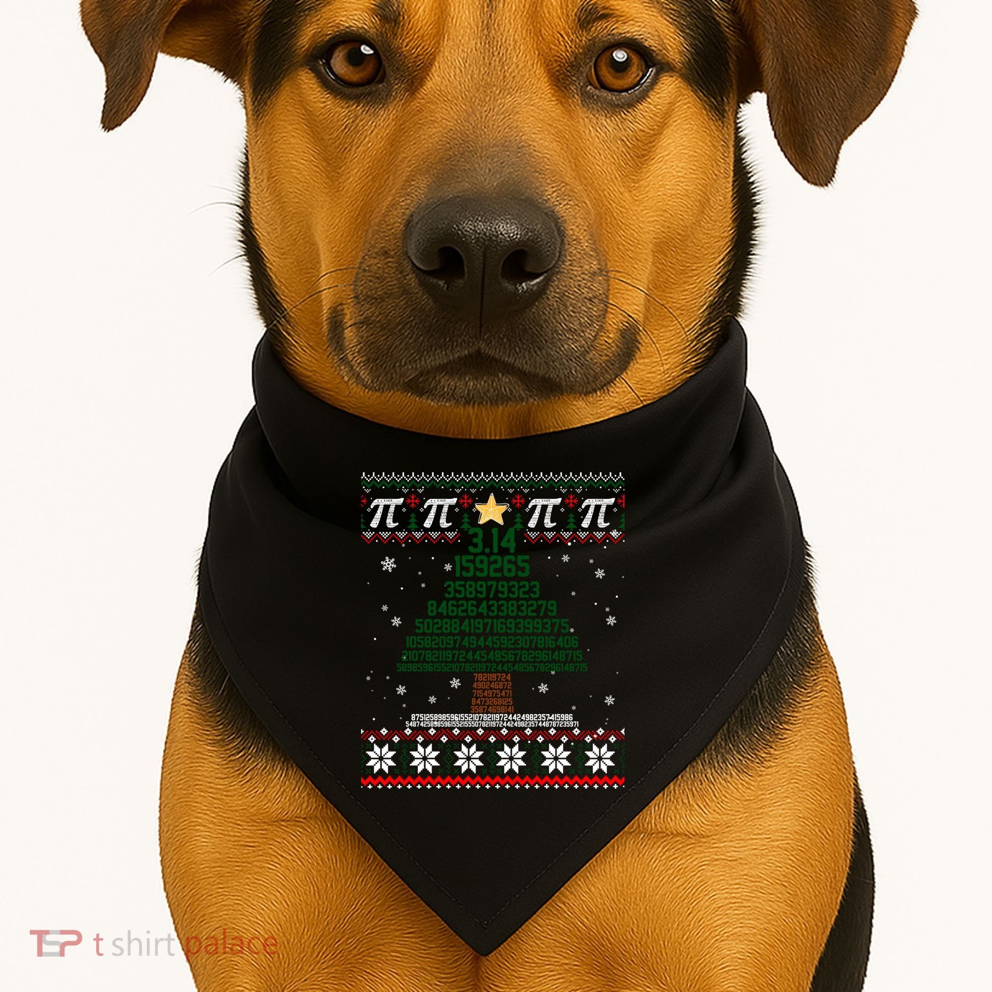 Funny Pi Tree Christmas Math Teacher Ugly Sweater Funny Gift USA-Made Doggie Bandana