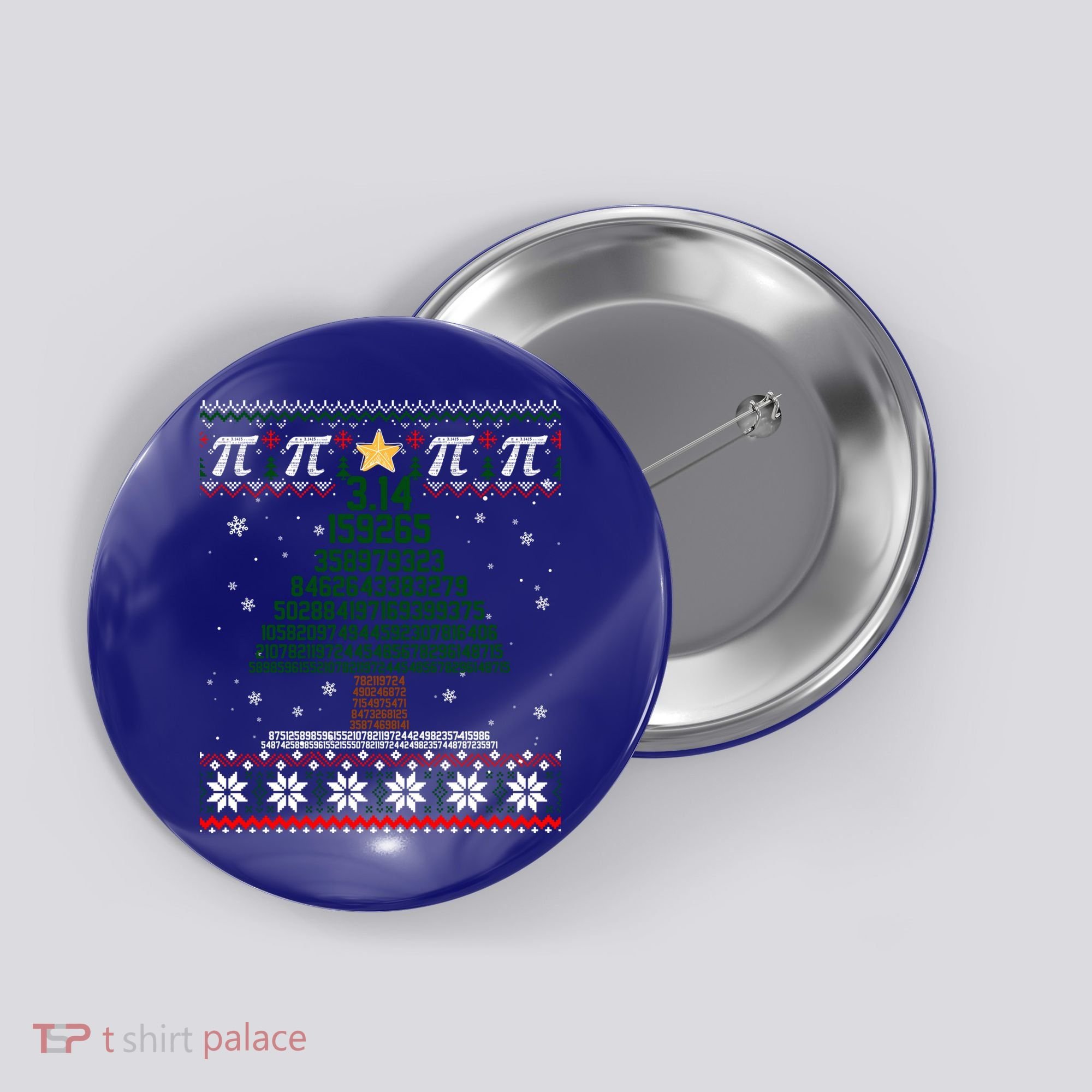 Funny Pi Tree Christmas Math Teacher Ugly Sweater Funny Gift Button