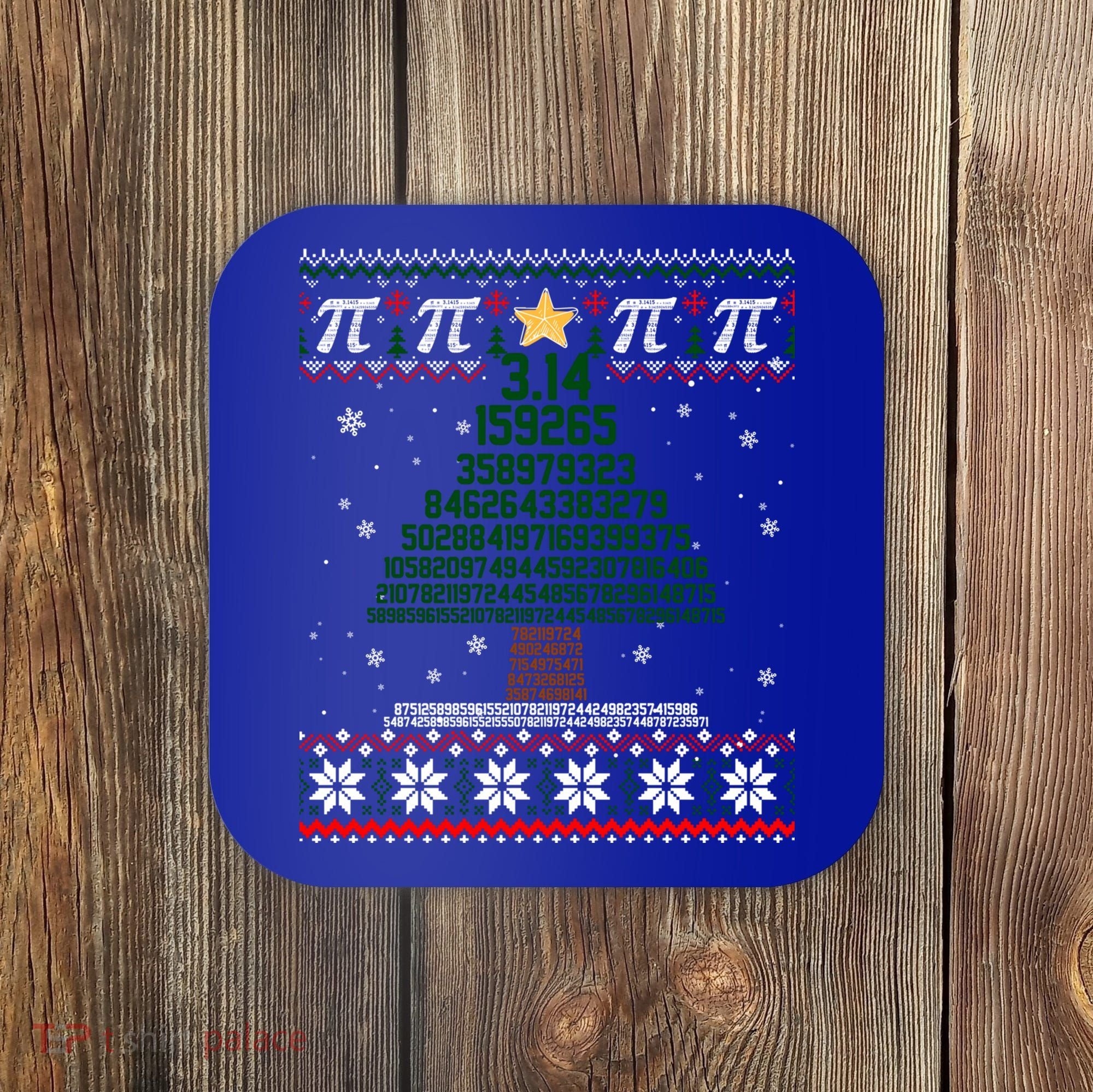 Funny Pi Tree Christmas Math Teacher Ugly Sweater Funny Gift Coaster