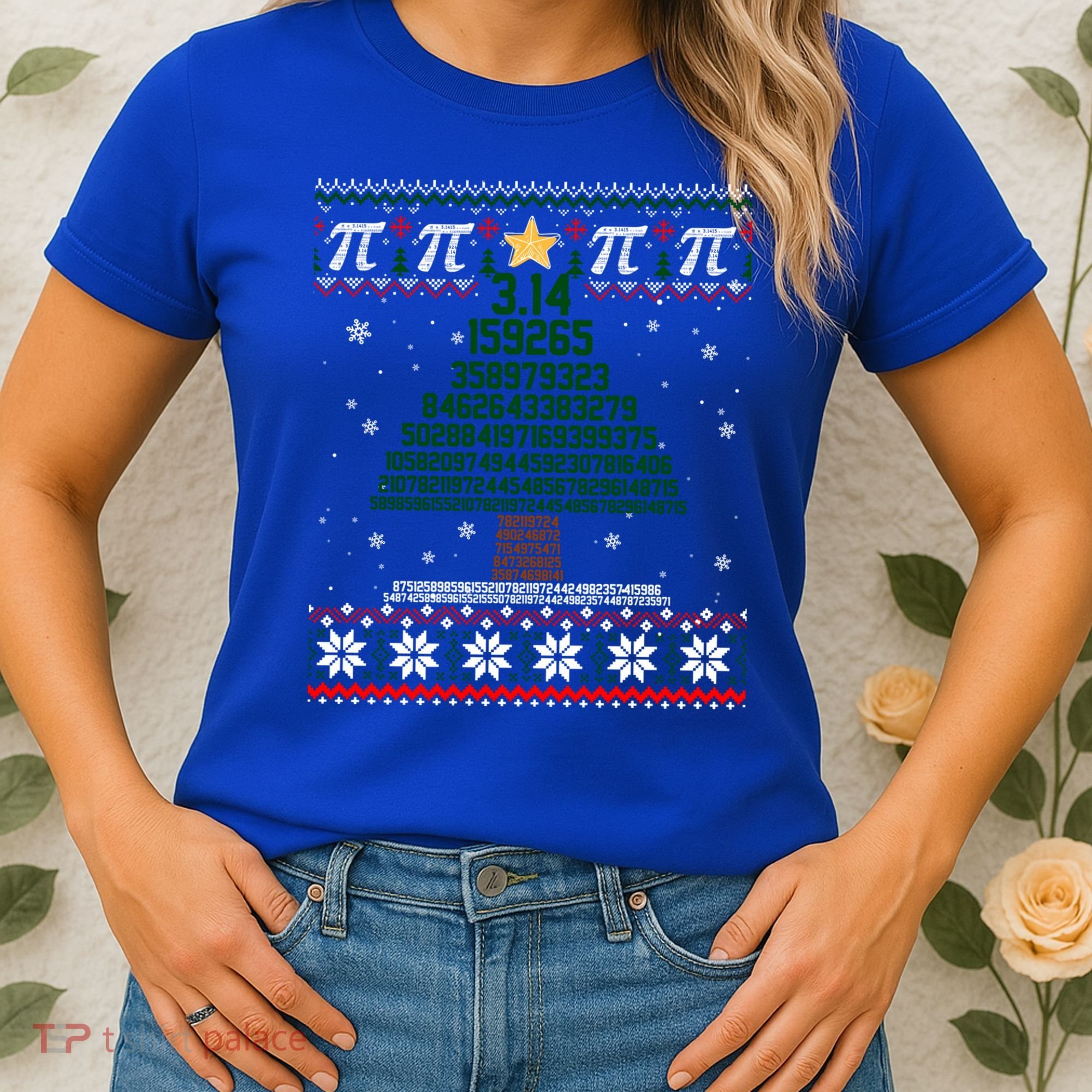 Funny Pi Tree Christmas Math Teacher Ugly Sweater Funny Gift Women's T-Shirt