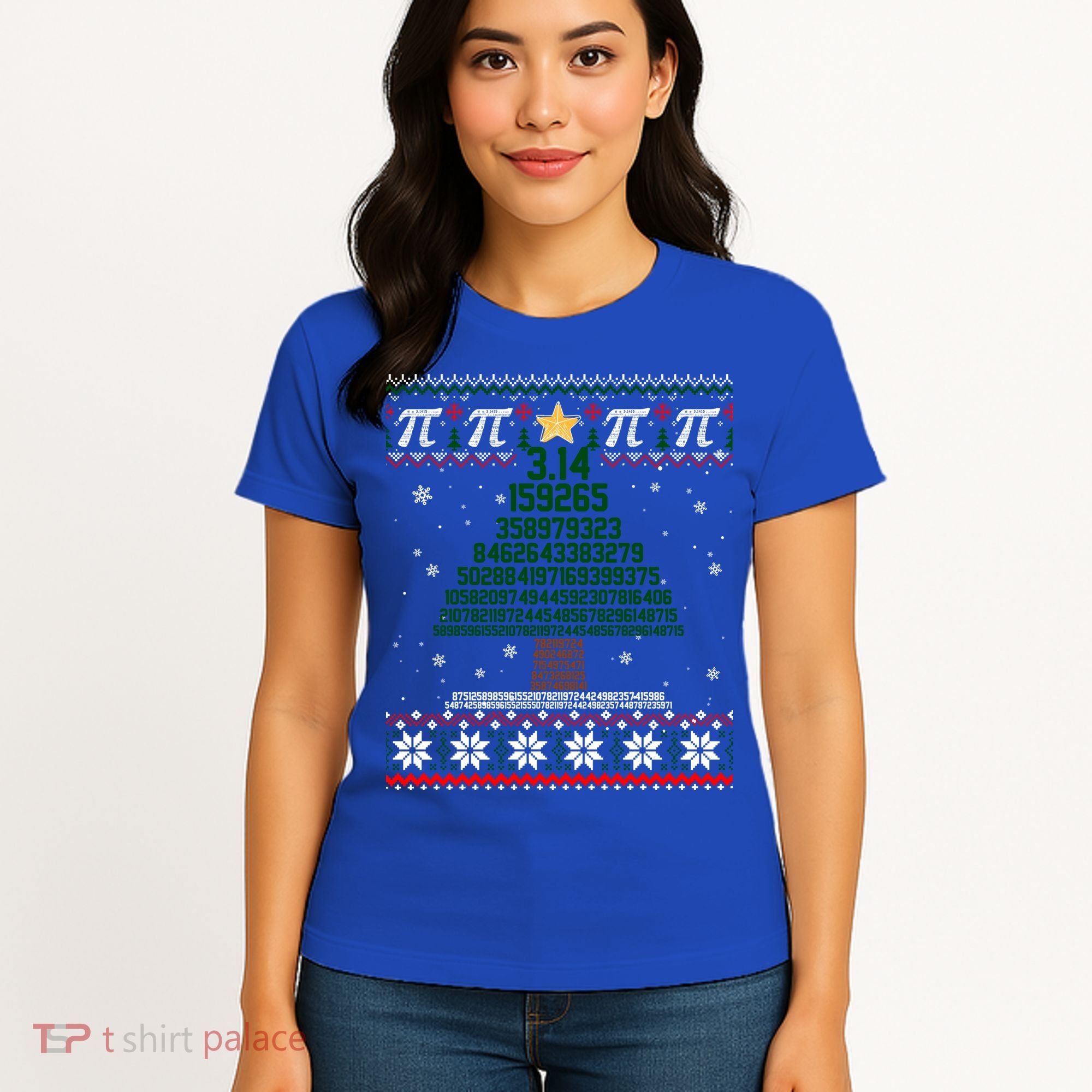 Funny Pi Tree Christmas Math Teacher Ugly Sweater Funny Gift Women's T-Shirt
