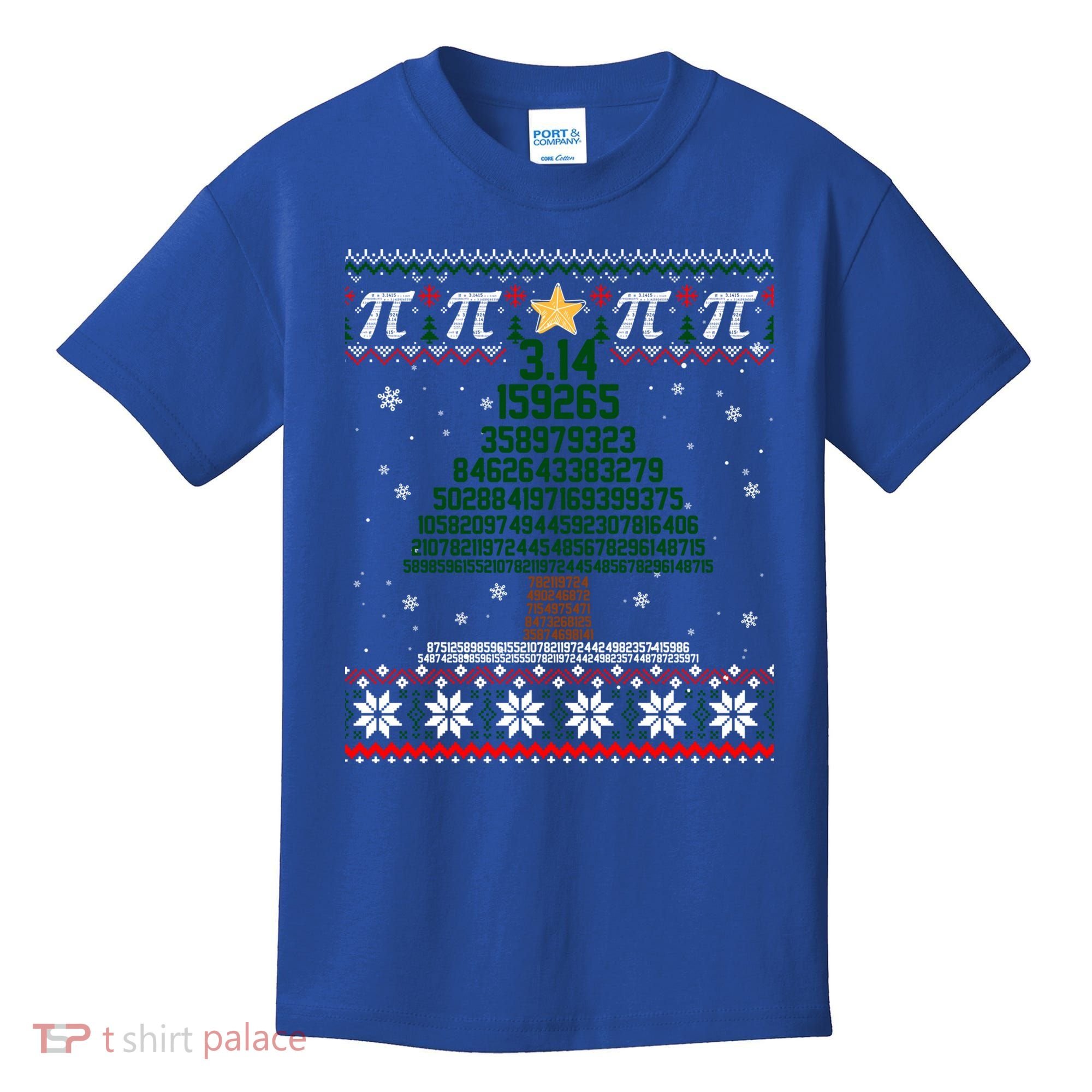 Funny Pi Tree Christmas Math Teacher Ugly Sweater Funny Gift Kids T-Shirt