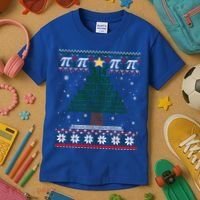 Funny Pi Tree Christmas Math Teacher Ugly Sweater Funny Gift Kids T-Shirt thumb 3